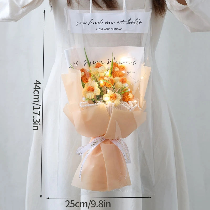 Handmade Forever Flowers Crochet Bouquet — Handcrafted Roses, Sunflowers & Tulips