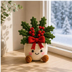 Handmade Crochet Christmas Potted Ornament, Xmas Tabletop Decor, Finished Knit , Festival Party Supplies, Home Ornament