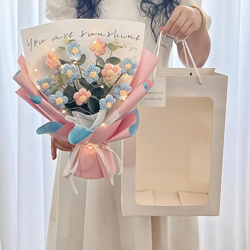Handmade Forever Flowers Crochet Bouquet — Handcrafted Roses, Sunflowers & Tulips