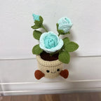 Cute Crochet Rose Pot Creative Artificial Plant Potted Handmade Woven Plants  Desktop Decor Lovely Gift