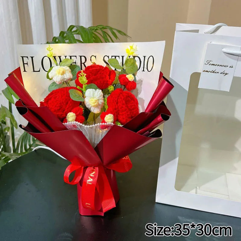 Handmade Forever Flowers Crochet Bouquet — Handcrafted Roses, Sunflowers & Tulips