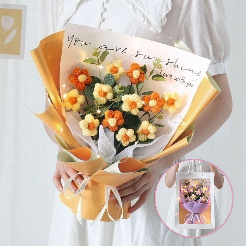 Handmade Forever Flowers Crochet Bouquet — Handcrafted Roses, Sunflowers & Tulips