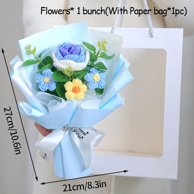 Handmade Forever Flowers Crochet Bouquet — Handcrafted Roses, Sunflowers & Tulips