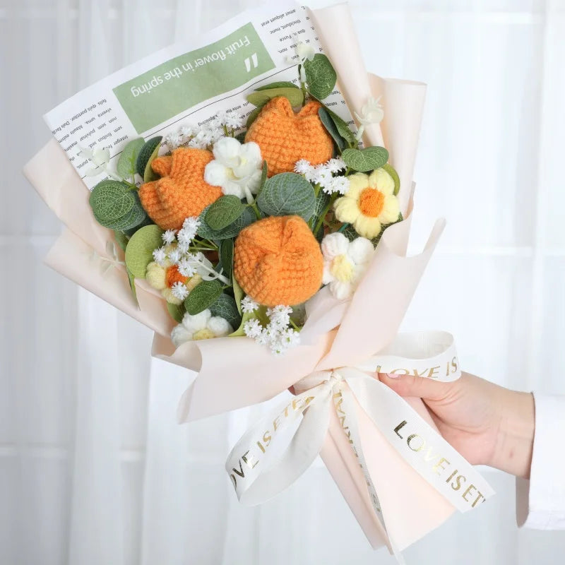 Handmade Forever Flowers Crochet Flowers Bouquet Rose Sunflowers Tulips