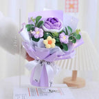 Handmade Crochet Flower Bouquet Woven With Lamp Artificial Flowers Handmade Artificial Preserved Flower Graduation Gifts