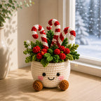 Handmade Crochet Christmas Potted Ornament, Xmas Tabletop Decor, Finished Knit , Festival Party Supplies, Home Ornament