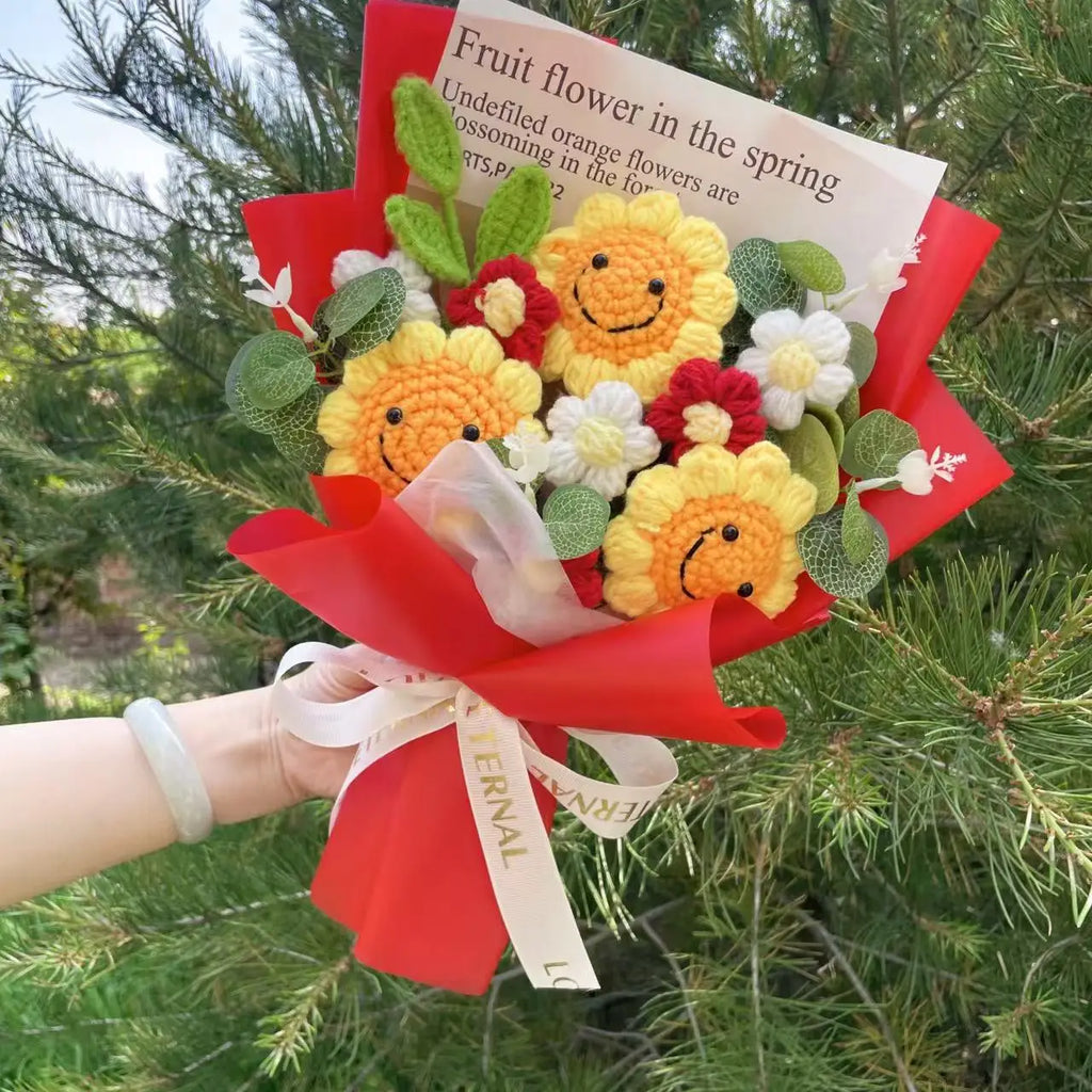 Handmade Forever Flowers Crochet Flowers Bouquet Rose Sunflowers Tulips