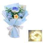 Handmade Crochet Flower Bouquet Woven With Lamp Artificial Flowers Handmade Artificial Preserved Flower Graduation Gifts