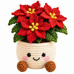 Handmade Crochet Christmas Potted Plant Table Ornament Knitted Xmas Decor Gift Set