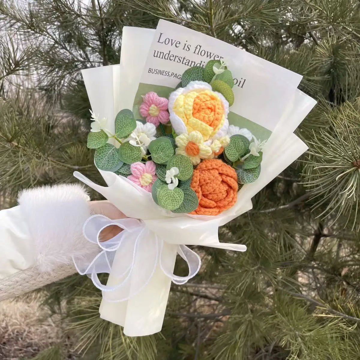 Handmade Forever Flowers Crochet Flowers Bouquet Rose Sunflowers Tulips