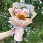 Handmade Forever Flowers Crochet Flowers Bouquet Rose Sunflowers Tulips