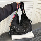 Handcrafted Women's Boho Crochet Bag Designer Flowers Knitted Handbags Laptop Summer Beach Woven Shoulder Fashion Bag Girls Tote Unique Gift