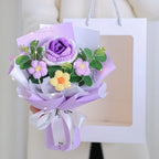 Handmade Crochet Flower Bouquet Woven With Lamp Artificial Flowers Handmade Artificial Preserved Flower Graduation Gifts