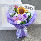Handmade Forever Flowers Crochet Bouquet — Handcrafted Roses, Sunflowers & Tulips