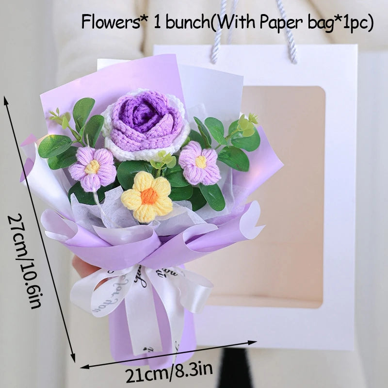Handmade Forever Flowers Crochet Bouquet — Handcrafted Roses, Sunflowers & Tulips