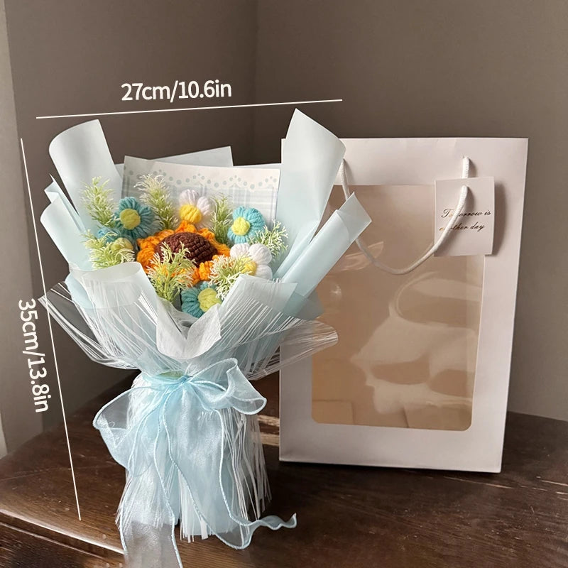 Handmade Forever Flowers Crochet Bouquet — Handcrafted Roses, Sunflowers & Tulips