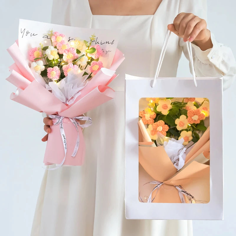 Handmade Forever Flowers Crochet Bouquet — Handcrafted Roses, Sunflowers & Tulips
