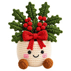 Handmade Crochet Christmas Potted Plant Table Ornament Knitted Xmas Decor Gift Set