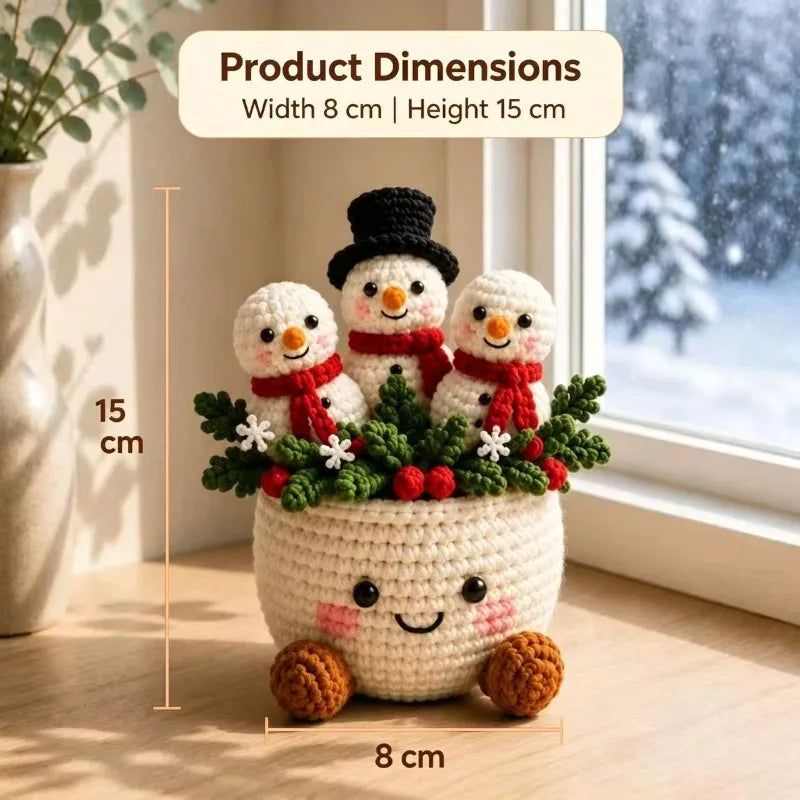 Handmade Crochet Christmas Potted Ornament, Xmas Tabletop Decor, Finished Knit , Festival Party Supplies, Home Ornament