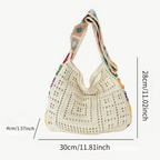 Handcrafted Women's Boho Crochet Bag Designer Flowers Knitted Handbags Laptop Summer Beach Woven Shoulder Fashion Bag Girls Tote Unique Gift