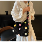 Handcrafted Women's Boho Crochet Bag Designer Flowers Knitted Handbags Laptop Summer Beach Woven Shoulder Fashion Bag Girls Tote Unique Gift
